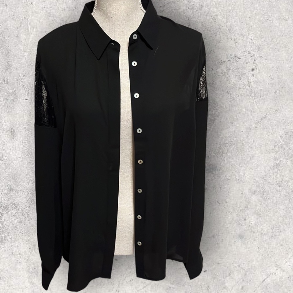 Liz Claiborne black blouse with lace. Size XXL